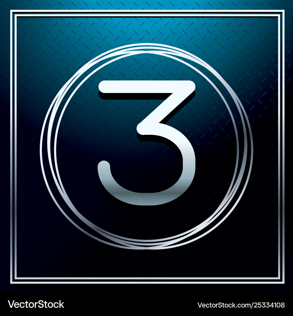 Three font number over metallic texture vector image