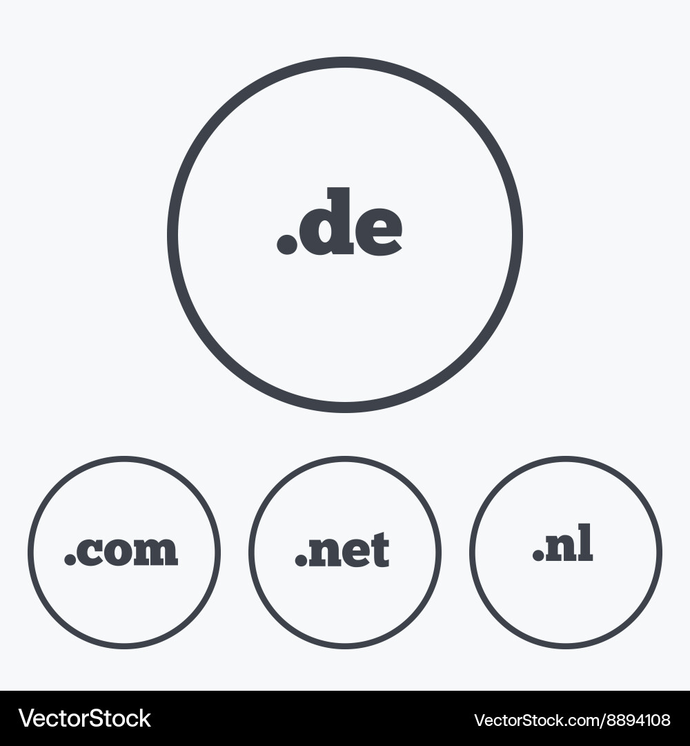 Top-level domains signs de com net and nl vector image