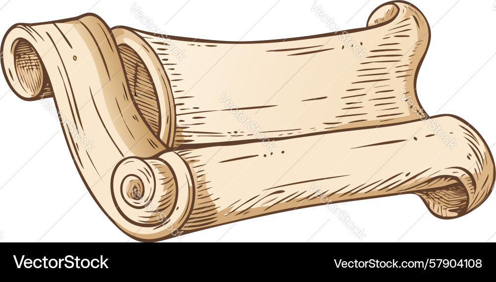 Unfurled ancient scroll unveiling knowledge Vector Image