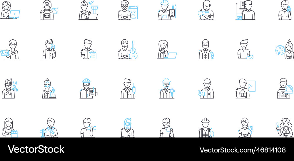Vocation linear icons set calling mission Vocation linear icons set calling mission vector image