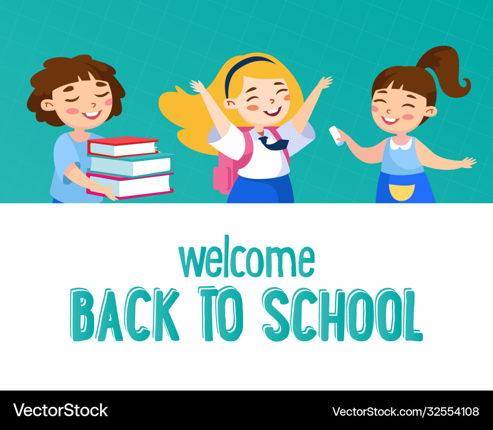 Welcome back to school concept little kids Vector Image