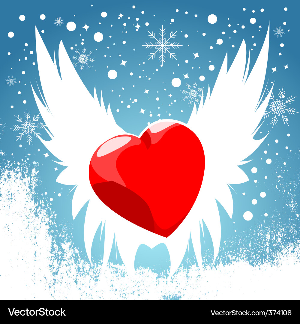 Winter Heart Wings Vector Image