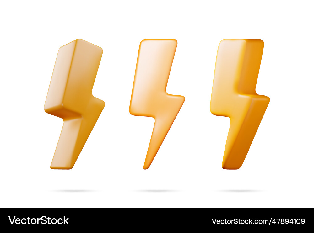 3d lightning sign from different angles collection 3d lightning sign from different angles collection vector image