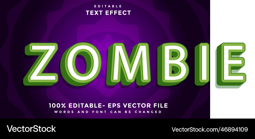 3d minimal word zombie editable text effect 3d minimal word zombie editable text effect vector image