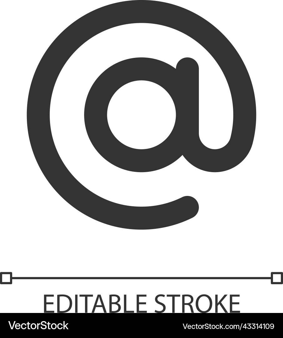 At sign pixel perfect linear ui icon At sign pixel perfect linear ui icon vector image