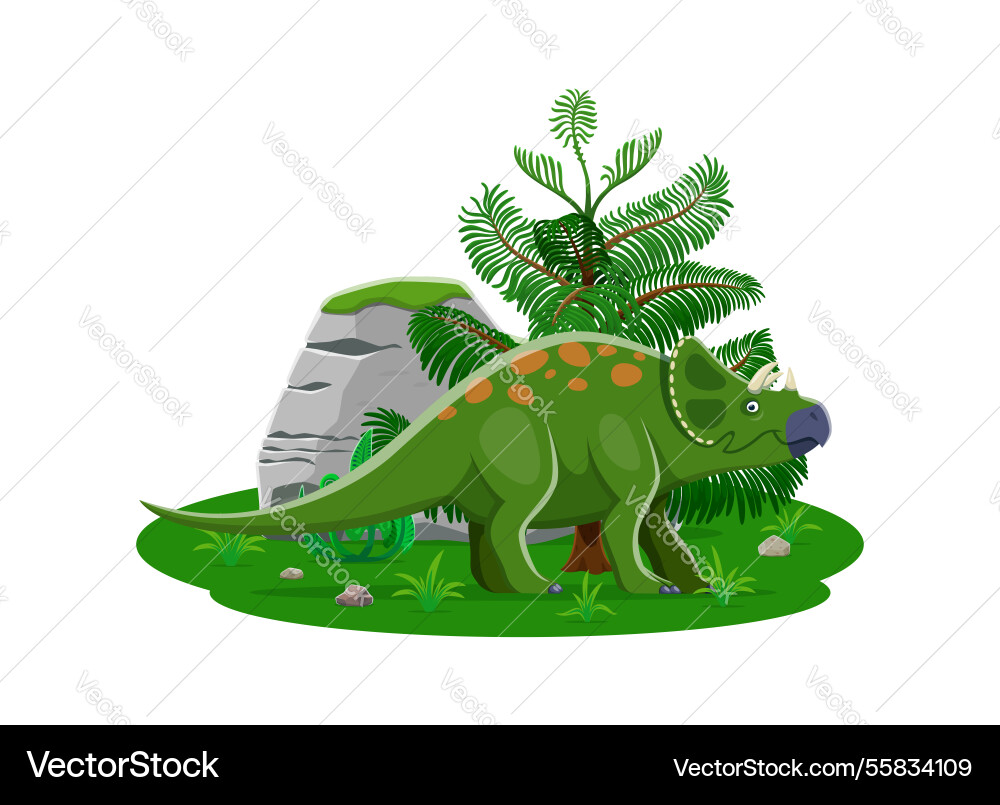 Avaceratops cartoon prehistoric dinosaur character Avaceratops cartoon prehistoric dinosaur character vector image