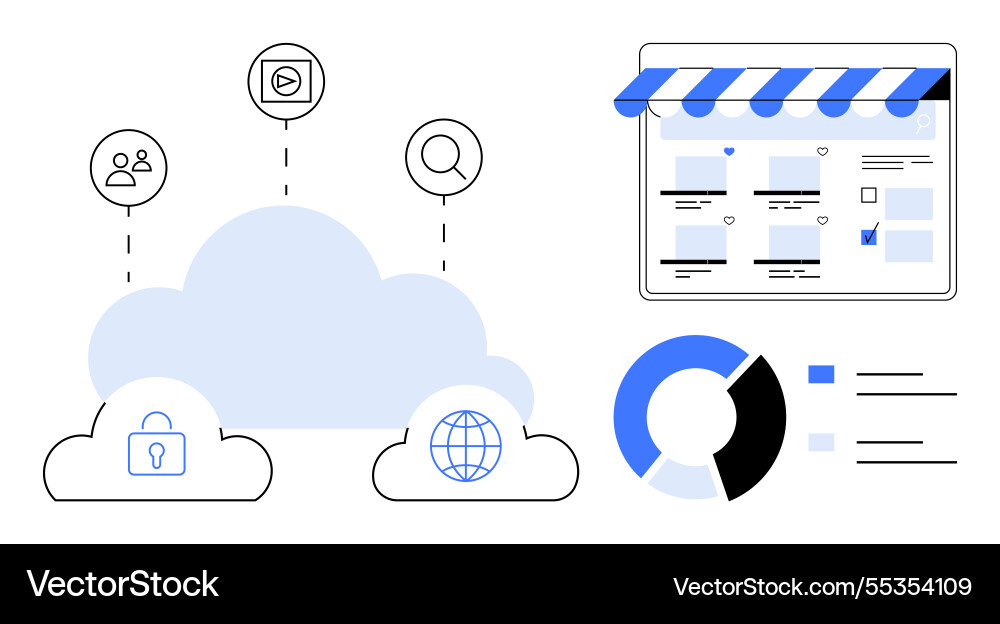 Cloud computing for e-commerce user access data Cloud computing for e-commerce user access data vector image