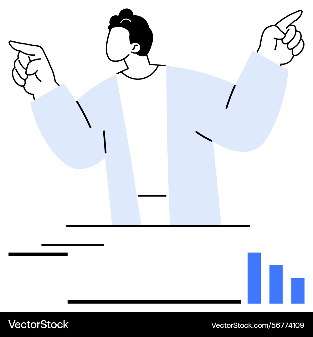 Confident presenter explaining data with gestures Confident presenter explaining data with gestures vector image