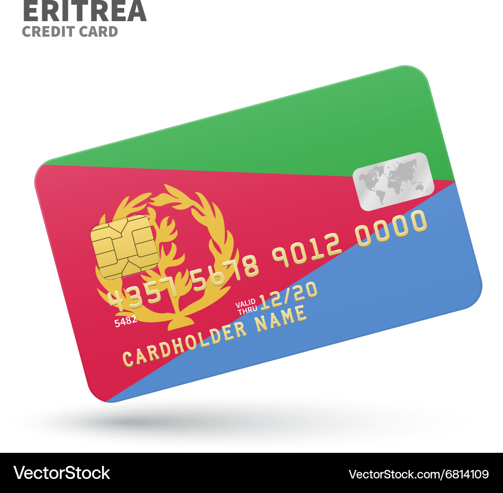 Credit card with eritrea flag background for bank Vector Image
