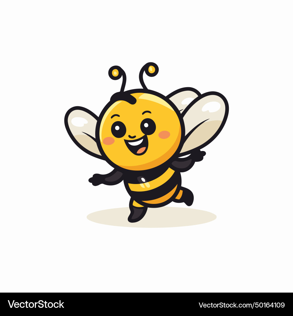 Cute bee cartoon character isolated on white Vector Image