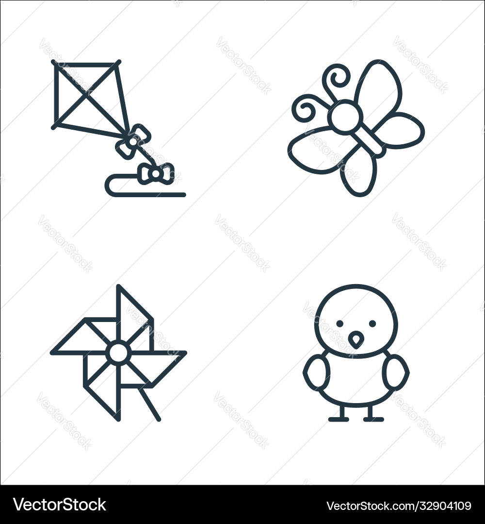 Flat spring line icons linear set quality Flat spring line icons linear set quality vector image