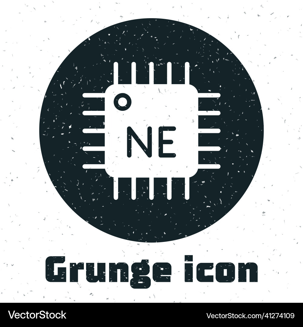Grunge computer processor with microcircuits cpu vector image