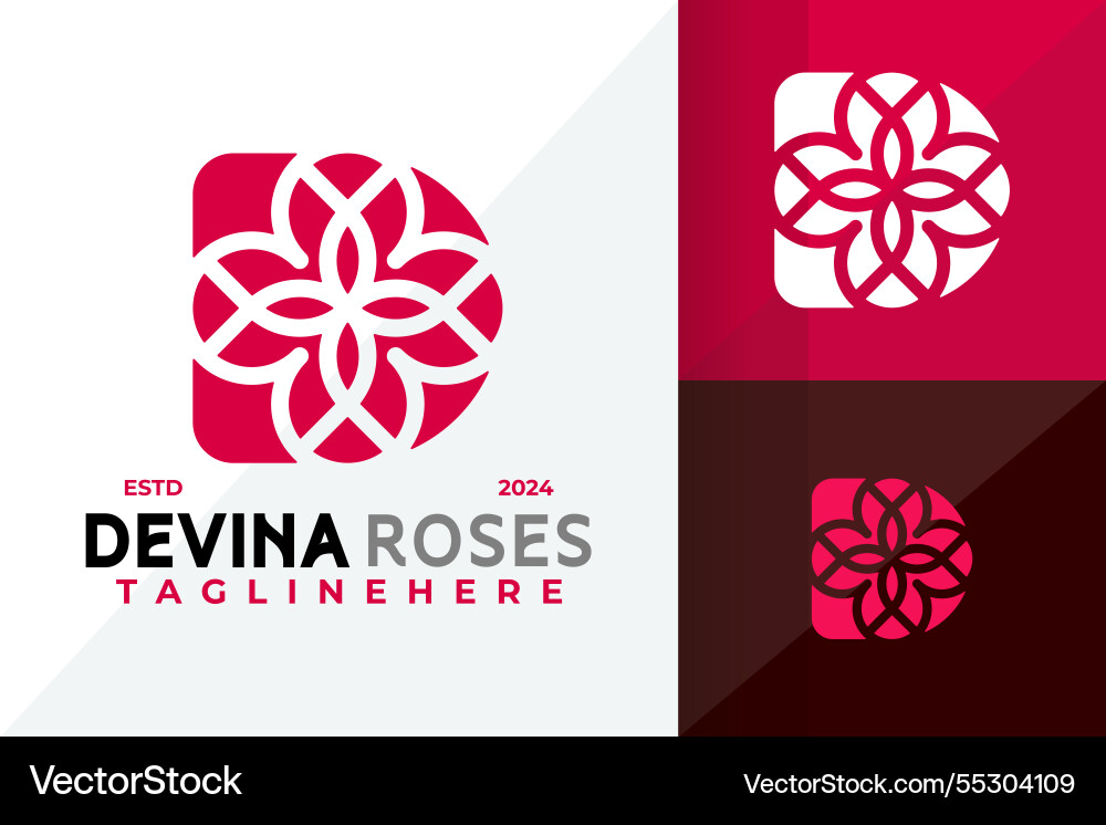 Letter d rose logo icon design Letter d rose logo icon design Vector Image