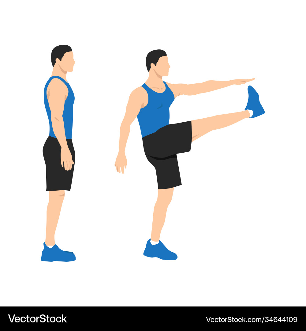 Man doing walking high kicks soldier march Man doing walking high kicks soldier march vector image