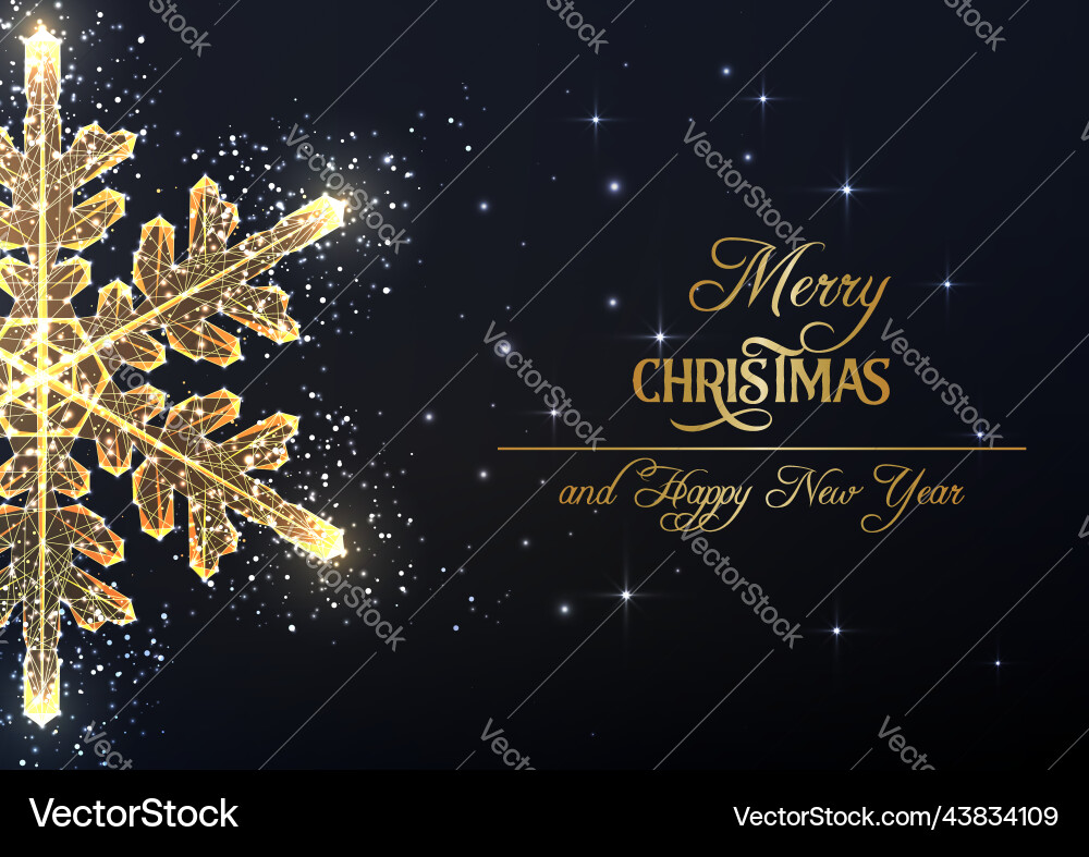 Merry christmas greeting card with shiny gold Merry christmas greeting card with shiny gold vector image