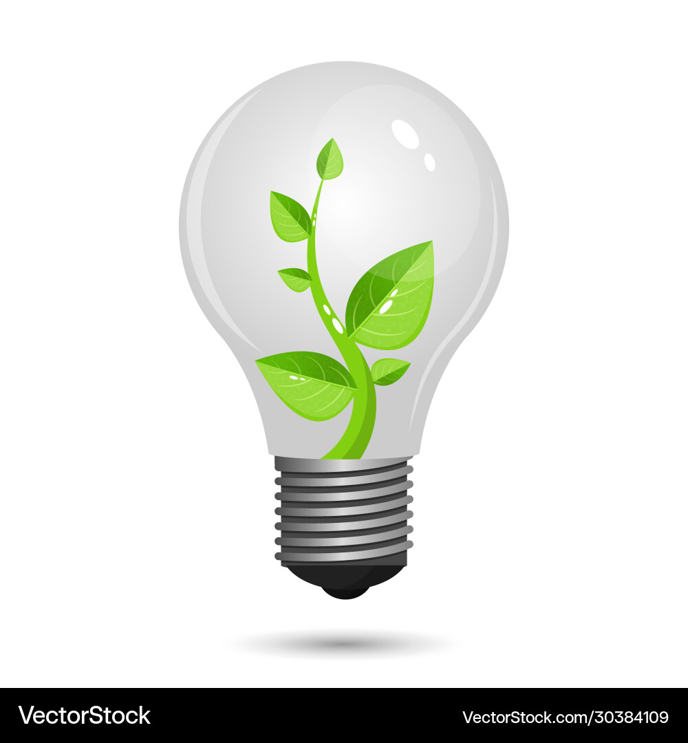 Plant growing inside light bulb Royalty Free Vector Image