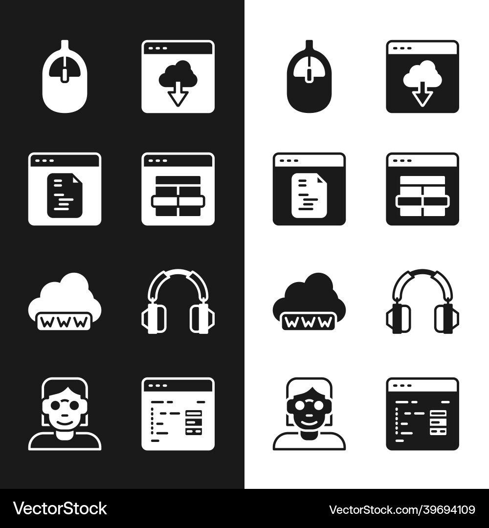 Set mysql code software computer mouse cloud Set mysql code software computer mouse cloud vector image