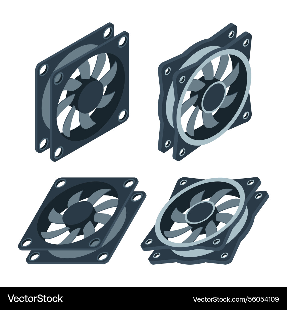 Set of isometric computer fan cooler Vector Image