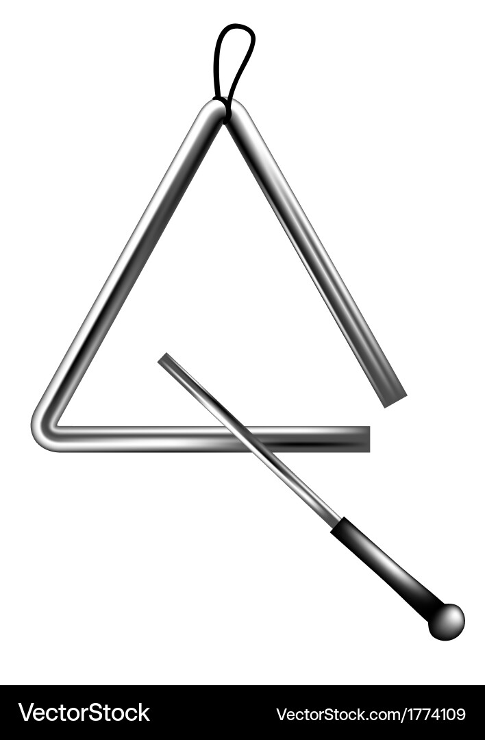 Shiny Metal Triangle Percussion Instrument Vector Image