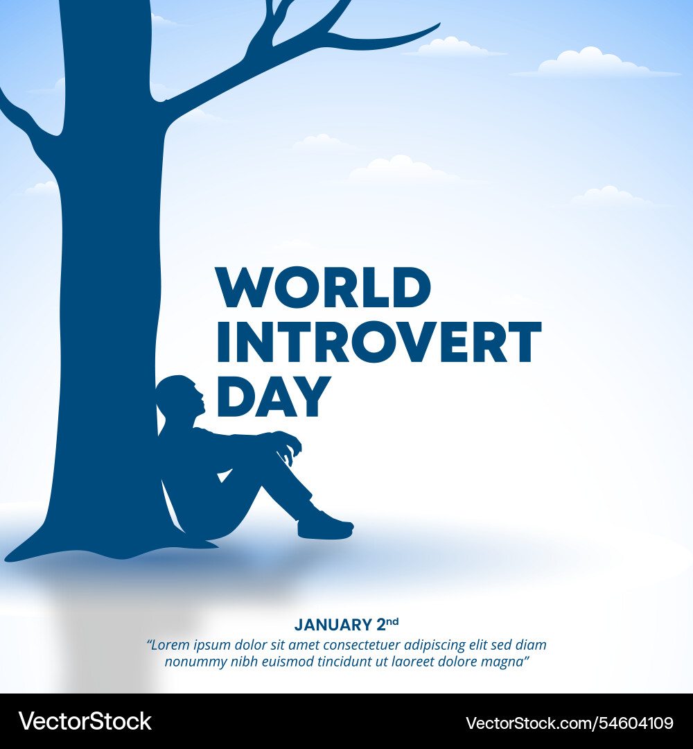 World introvert day background with a silhouette World introvert day background with a silhouette vector image
