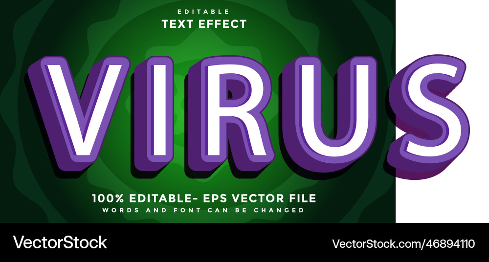 3d minimal word virus editable text effect design 3d minimal word virus editable text effect design vector image