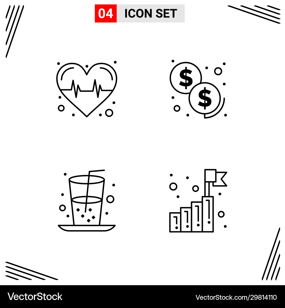 4 icons line style grid based creative outline 4 icons line style grid based creative outline vector image