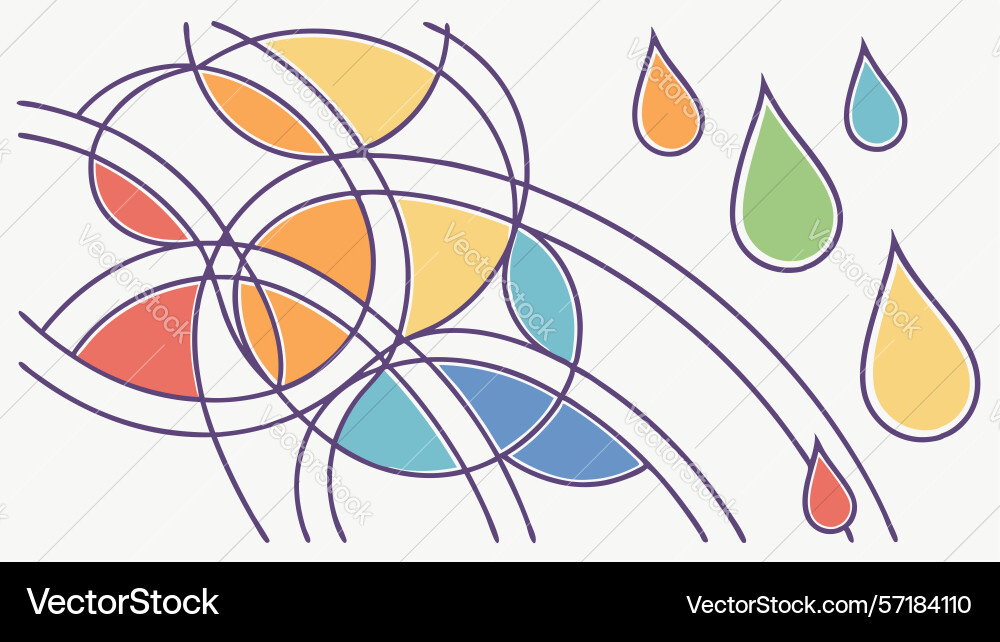 Abstract raindrops with flowing lines art design vector image