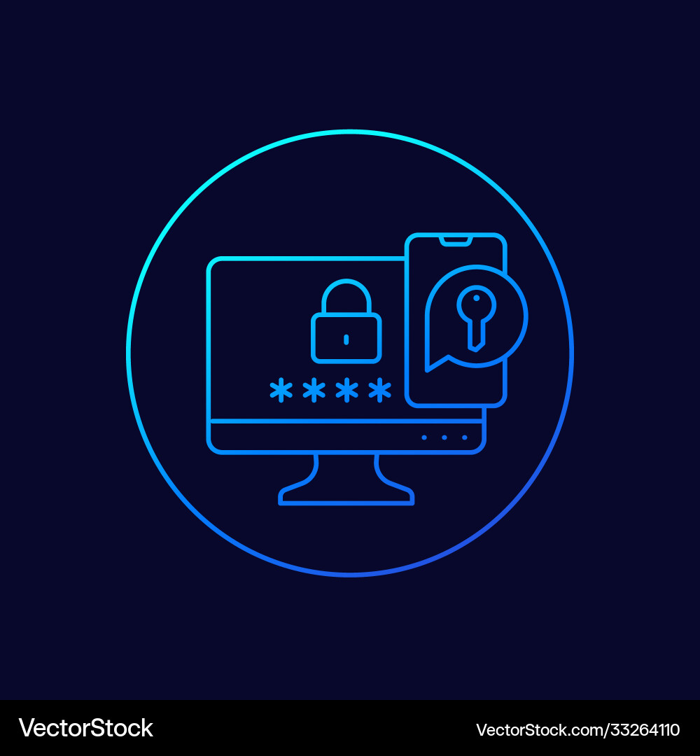 Authentication in two steps linear icon vector image