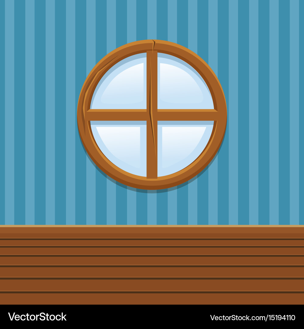 Cartoon Wooden Round Window Set Royalty Free Vector Image