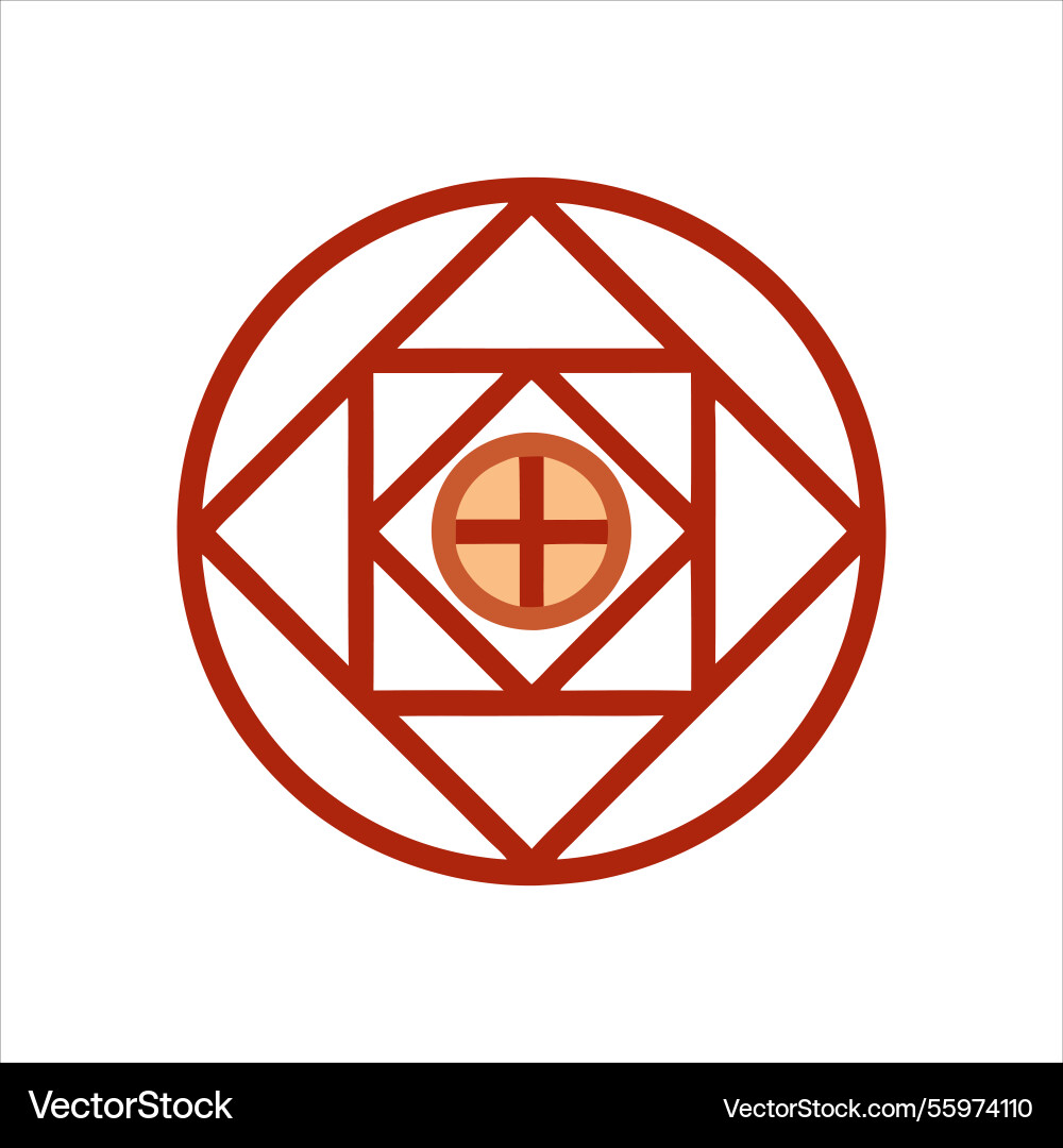 Circle in square geometric design pattern Vector Image