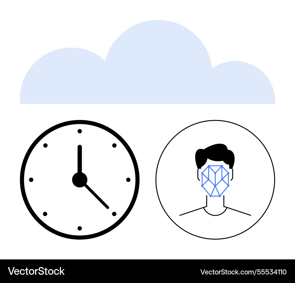 Cloud computing concept with clock and facial Cloud computing concept with clock and facial vector image