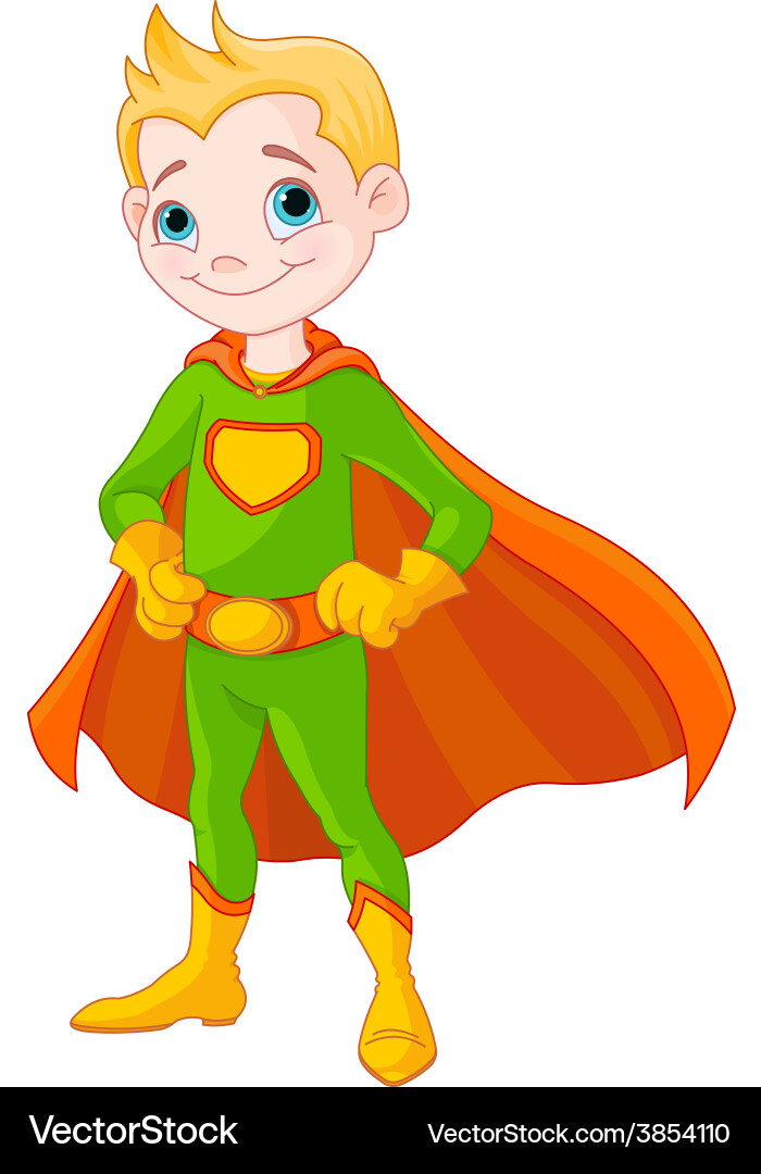 Cute Superhero Boy Vector Image