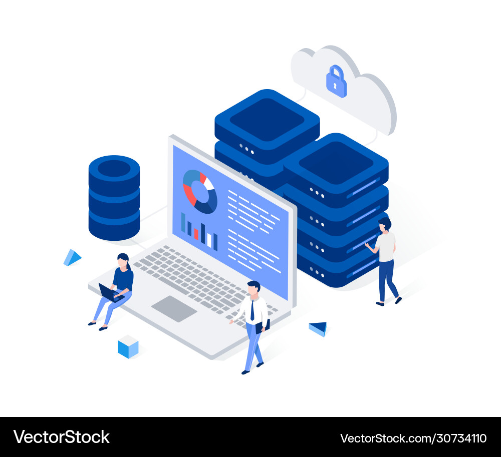 Data Center and Web Hosting Isometric Vector Image