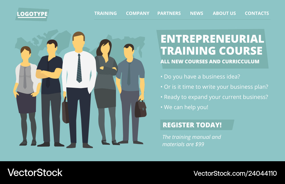 Entrepreneurship Training Webseite Vektorbild