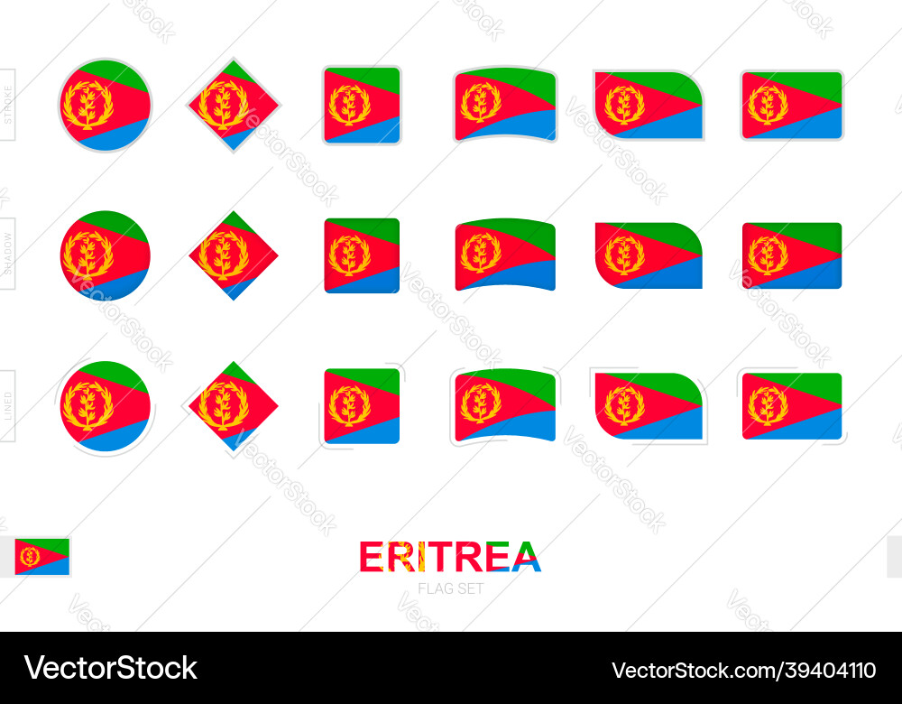 Eritrea flag set simple flags of Eritrea flag set simple flags of vector image