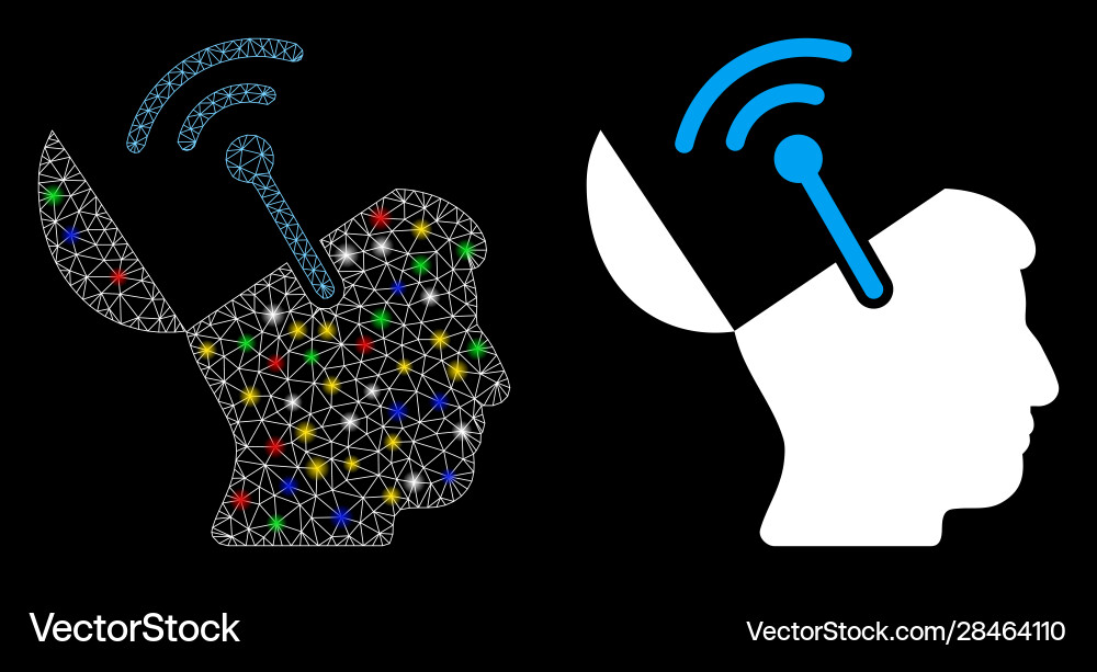Flare mesh wire frame open brain radio interface Flare mesh wire frame open brain radio interface vector image