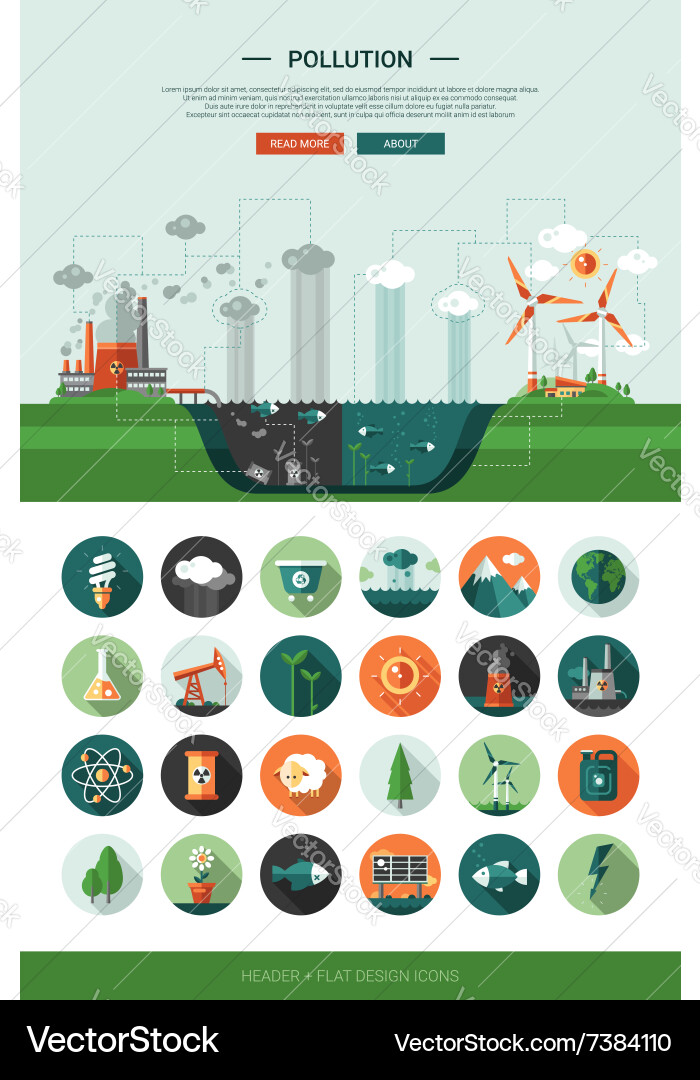 Flat design ecological icons with header Vector Image