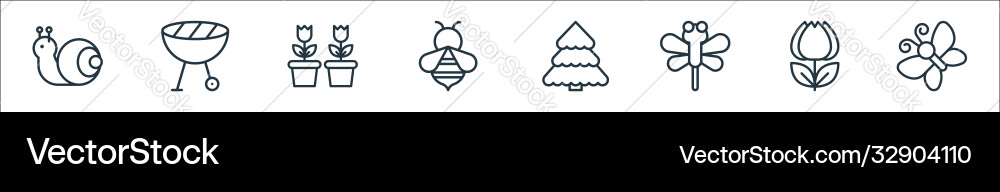 Flat spring line icons linear set quality Flat spring line icons linear set quality vector image