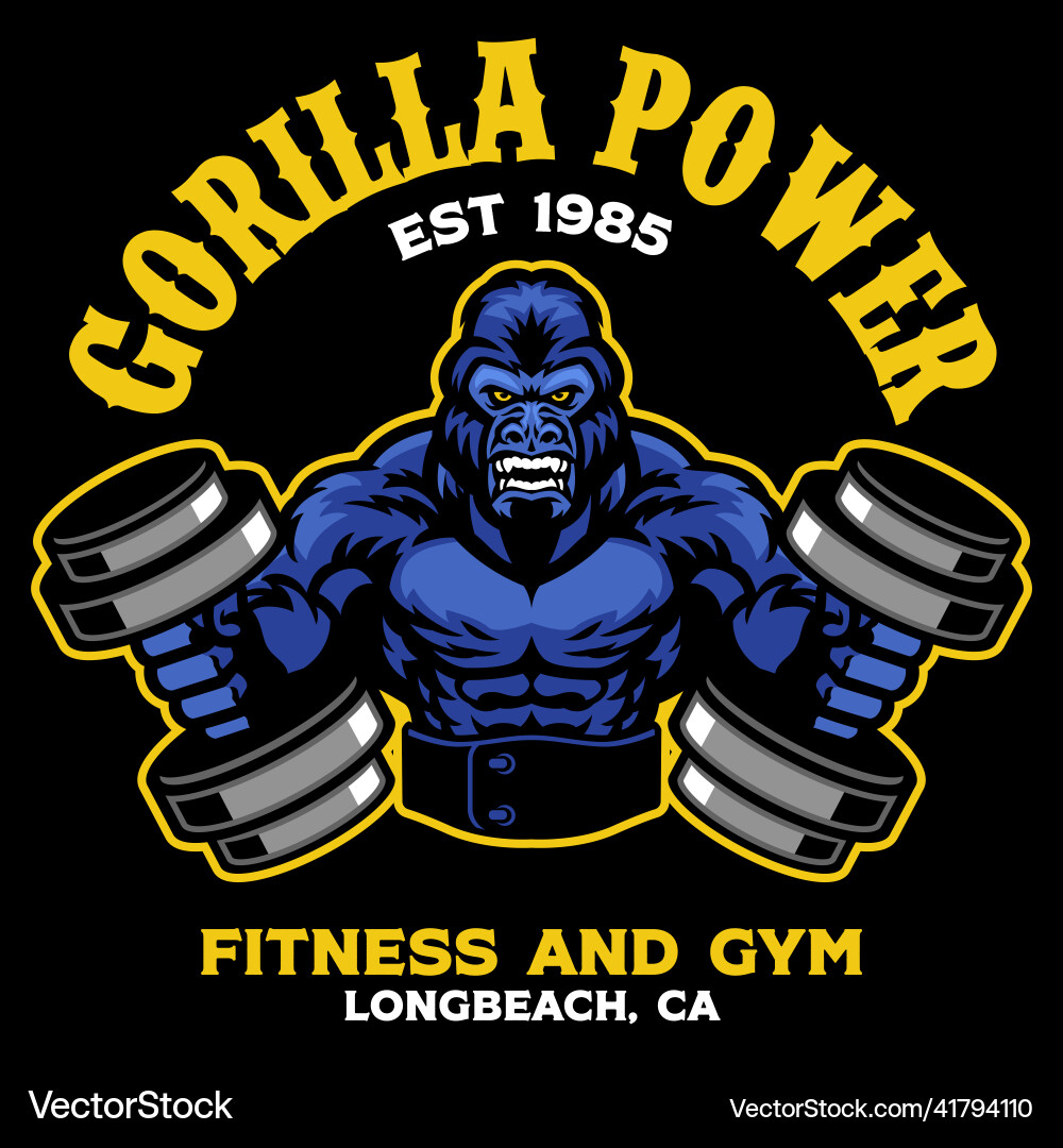 Gorilla bodybuilder mascot logo Gorilla bodybuilder mascot logo Vector Image