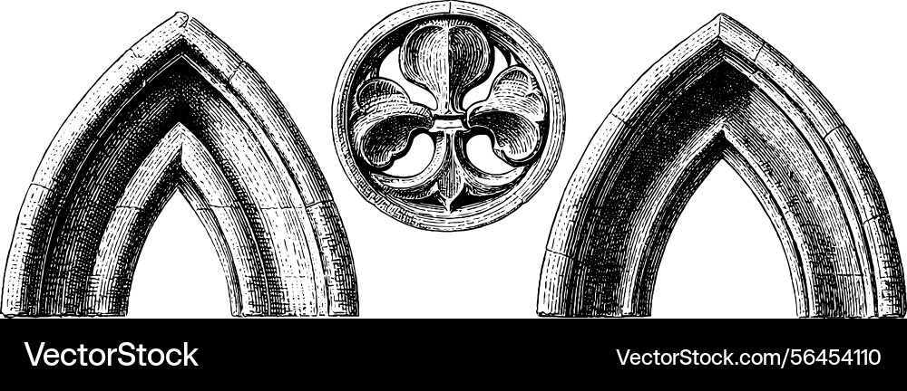 Gothic architecture elements featuring pointed Vector Image