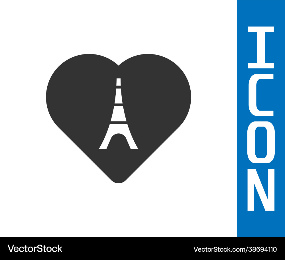 Grey eiffel tower with heart icon isolated Grey eiffel tower with heart icon isolated vector image