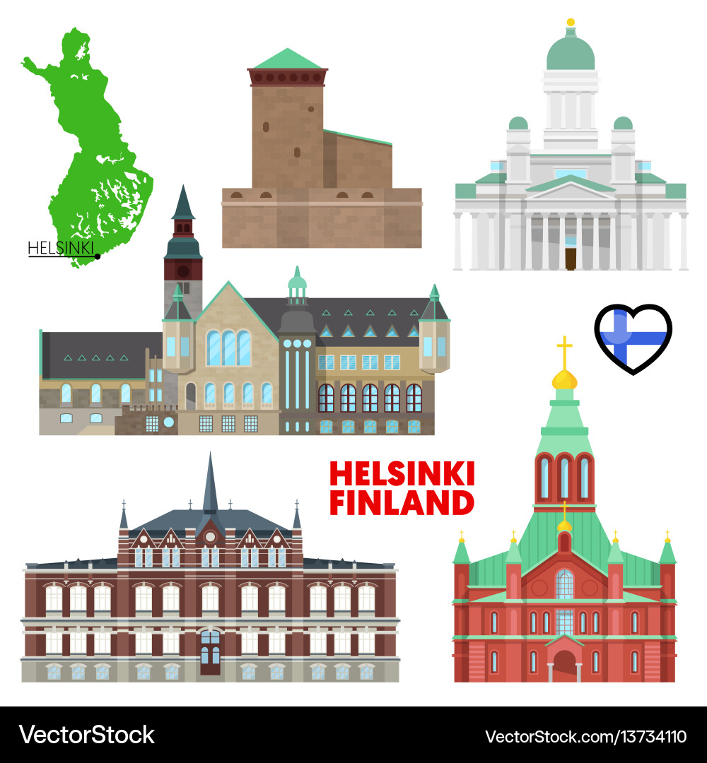 Helsinki travel set with architecture Helsinki travel set with architecture vector image