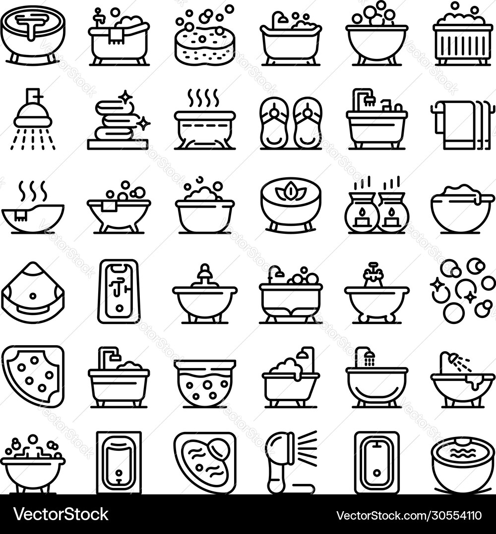 Jacuzzi icons set outline style Vector Image