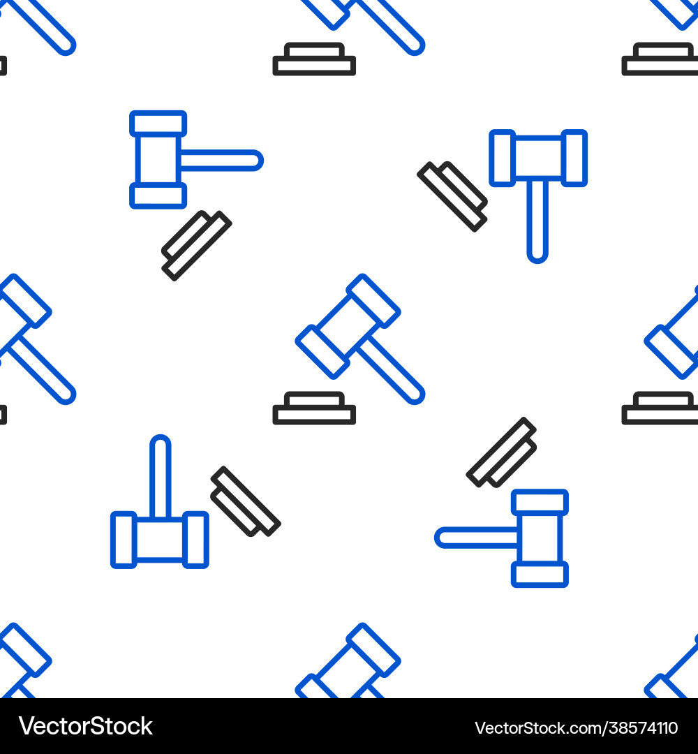 Line judge gavel icon isolated seamless pattern Vector Image