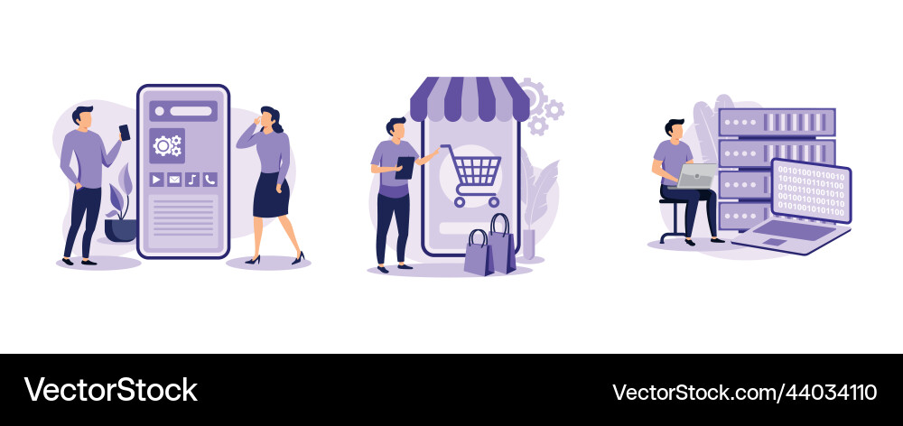 Mobile application development ecommerce app big Mobile application development ecommerce app big vector image
