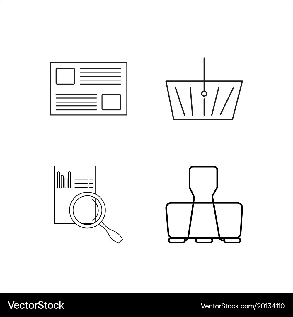 Office simple linear icon setsimple outline icons vector image