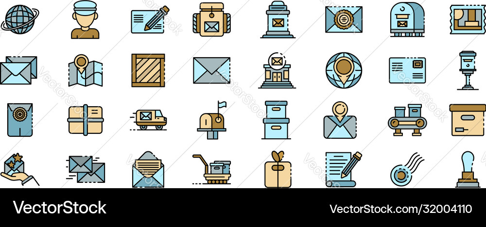 Postman icons set flat Postman icons set flat vector image