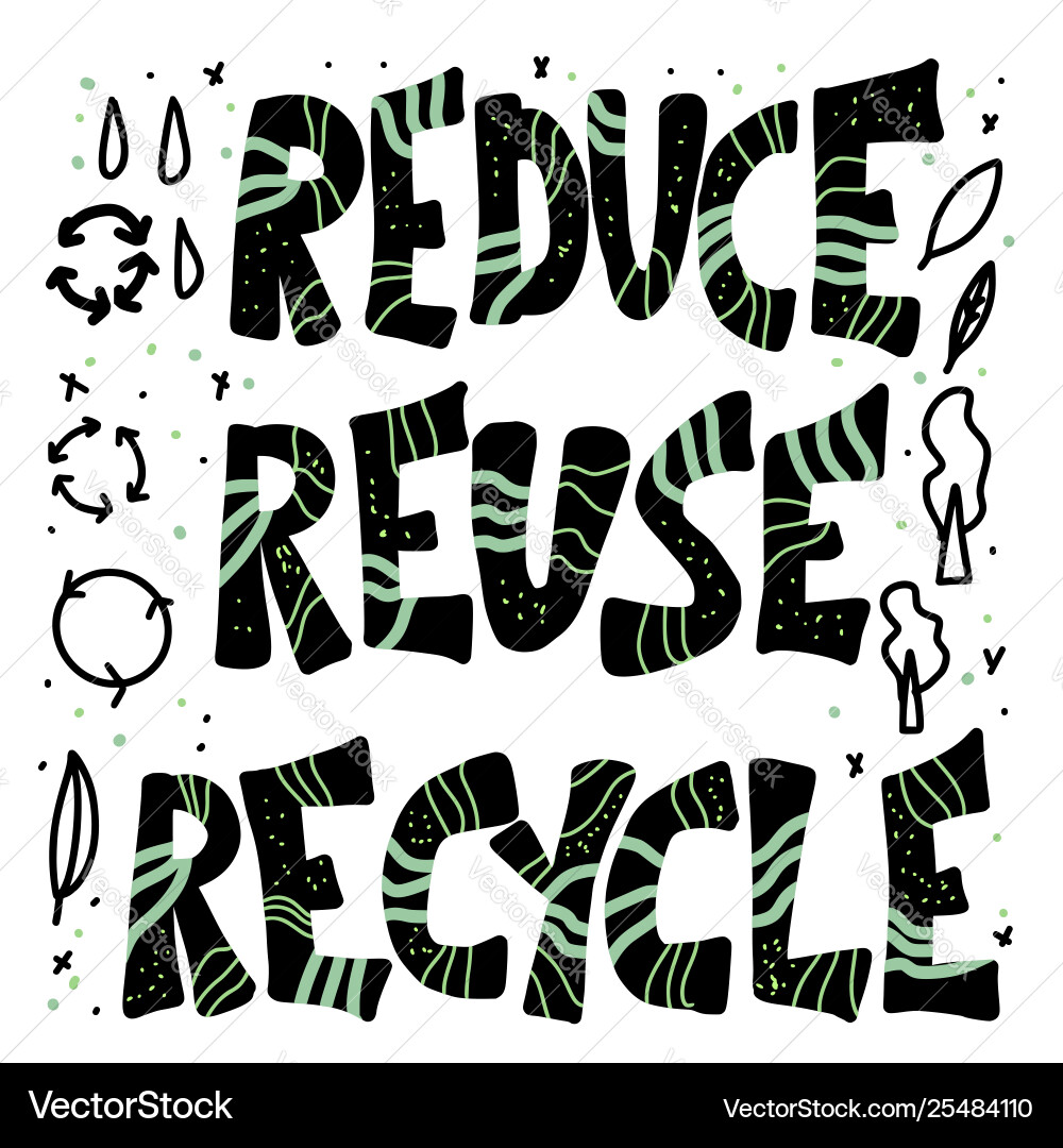 Reduce reuse recycle concept design text vector image