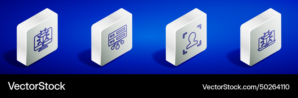 Set isometric line system bug on monitor server Set isometric line system bug on monitor server vector image