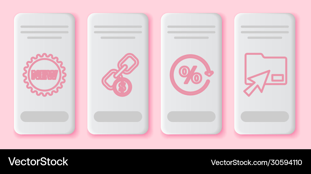 Set line price tag with new chain link and coin Set line price tag with new chain link and coin vector image